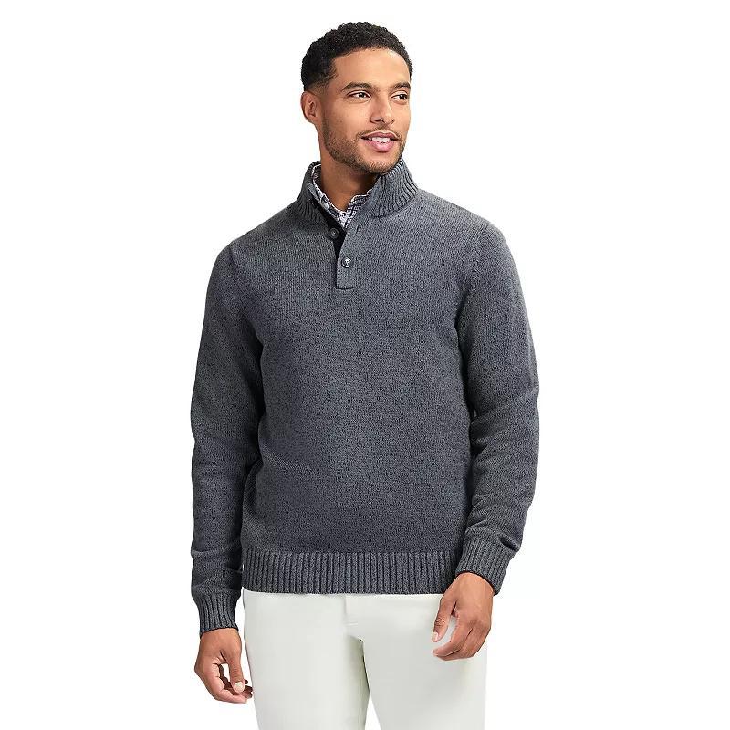 Mens IZOD Holiday Button Mockneck Sweater Blue Product Image