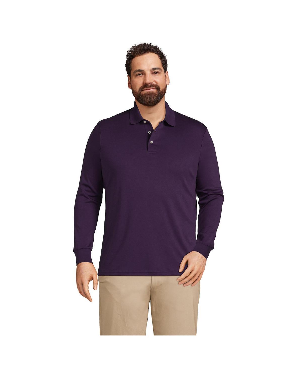 Lands End Mens Long Sleeve Cotton Supima Polo Shirt Product Image