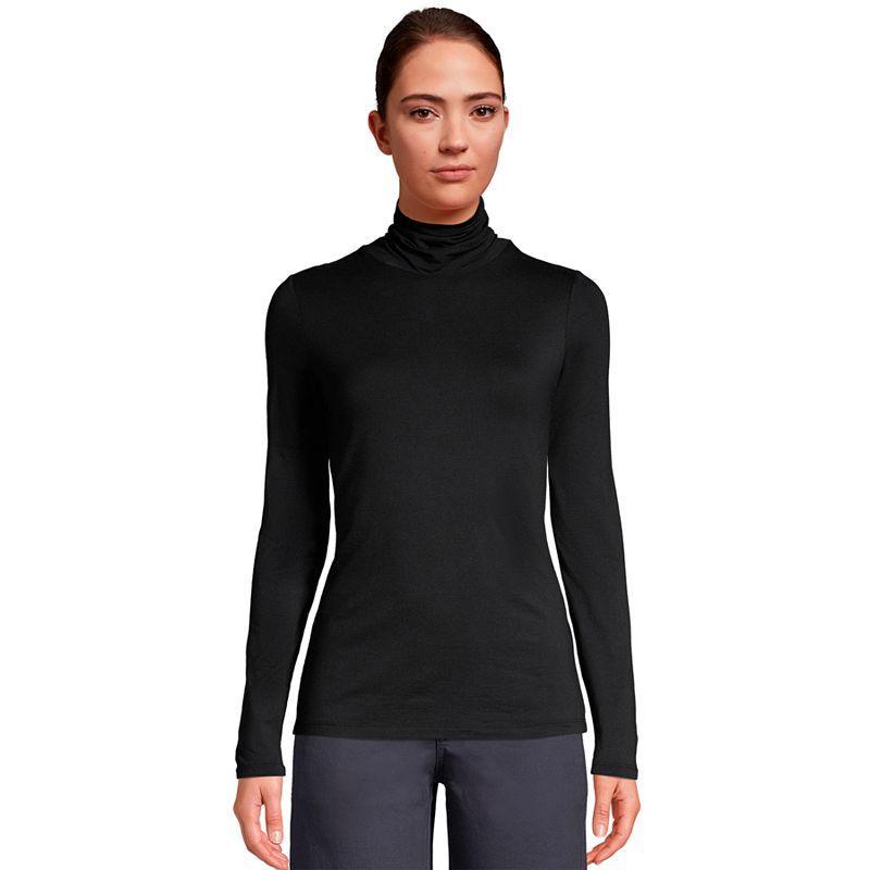 Lands End Womens Tall Lightweight Jersey Skimming Long Sleeve Turtleneck Product Image