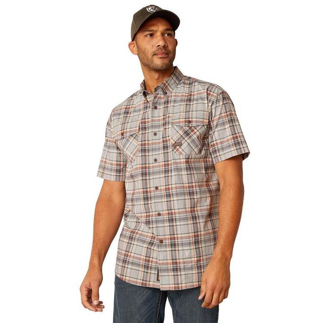 Ariat® Men's S/S Grey Plaid Rebar DuraStretch Button Shirt Product Image