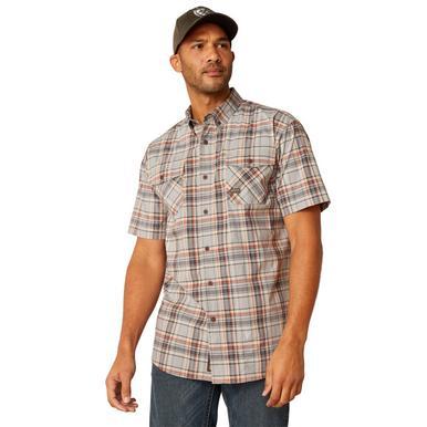 Ariat® Men's S/S Grey Plaid Rebar DuraStretch Button Shirt Product Image