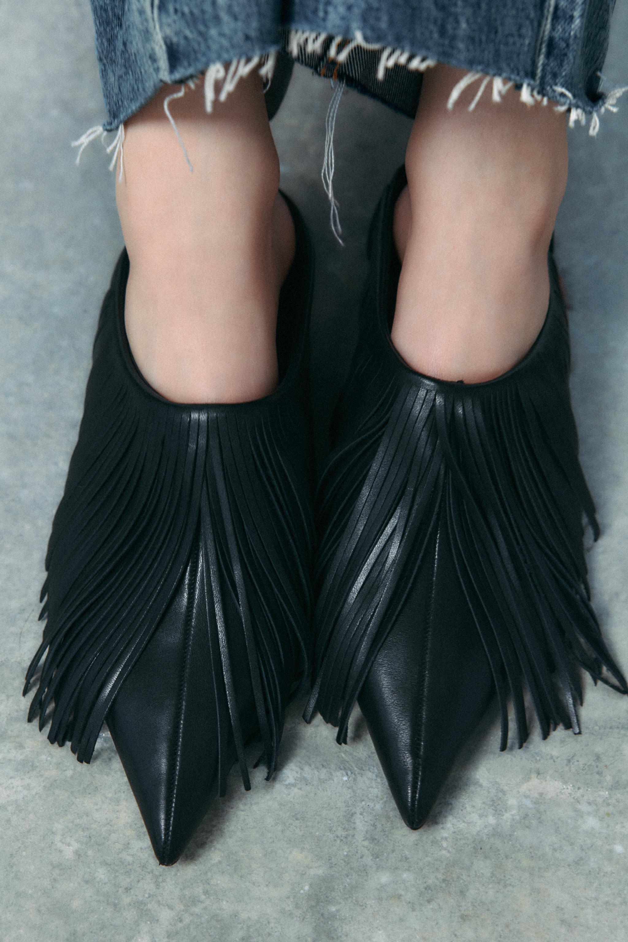 FRINGED LEATHER SLINGBACK Product Image