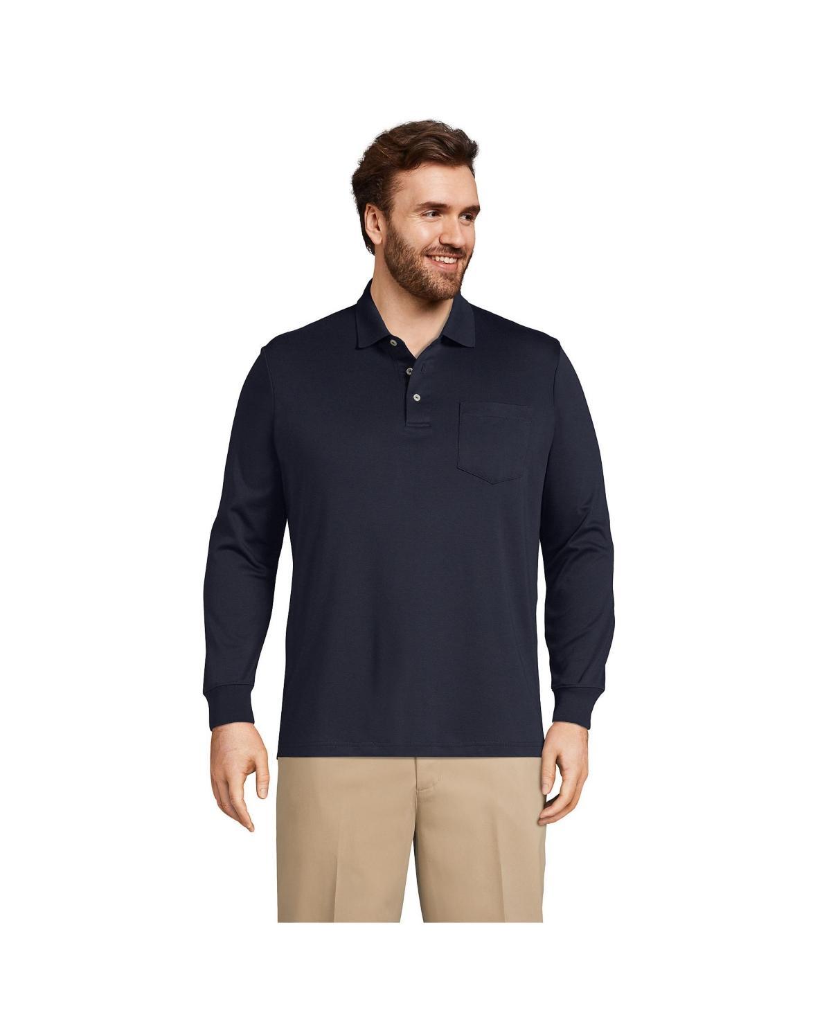 Big & Tall Lands End Classic-Fit Super Soft Supima Pocket Polo, Mens Radiant Blue Product Image