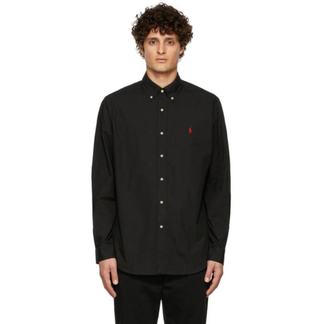 Classic Fit Long Sleeve Poplin Button Down Shirt In Black Product Image