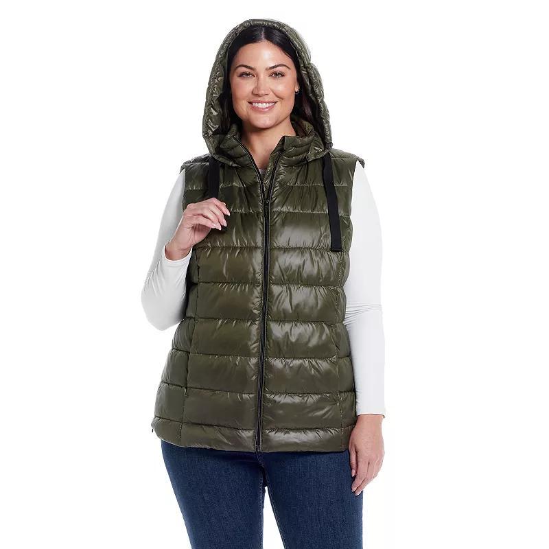 Plus Size Weathercast Hooded Puffer Vest, Womens Product Image