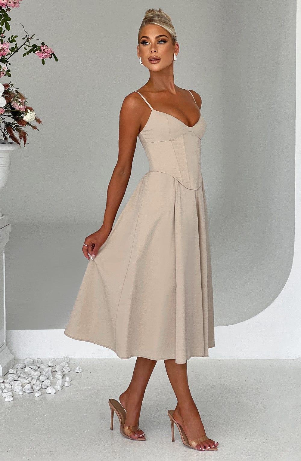 Mariella Midi Dress - Beige Product Image