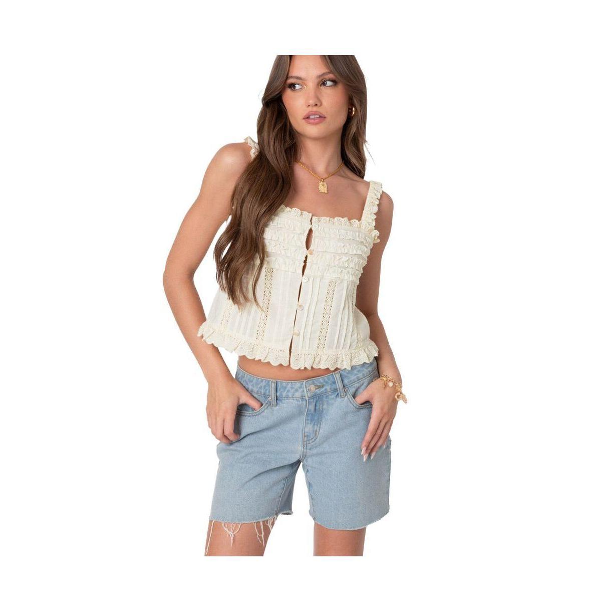 Edikted Womens Hera Button front ruffled top Product Image