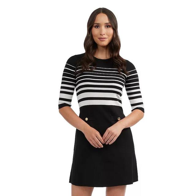 Womens Ellen Tracy 3/4 Sleeve Striped Sweater Dress Product Image