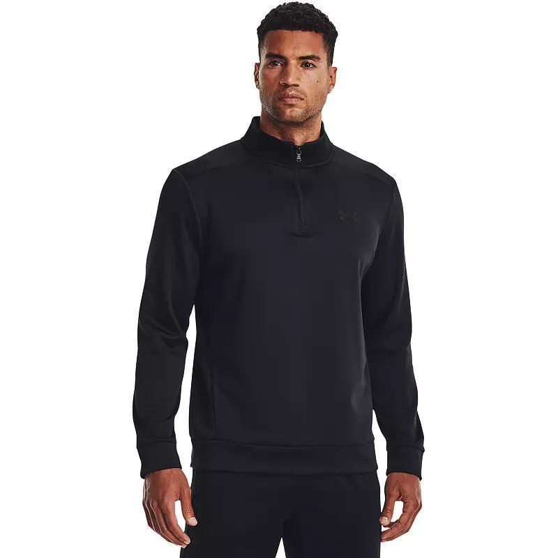 Mens Under Armour 1/4-Zip Fleece Pullover Black Navy Product Image