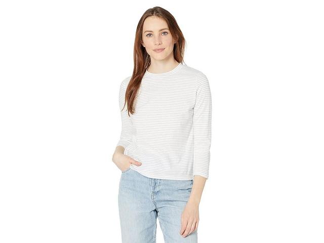 Vince Neppy Stripe Bracelet Sleeve Crew Tee (OffHydrangea) Women's Clothing Product Image