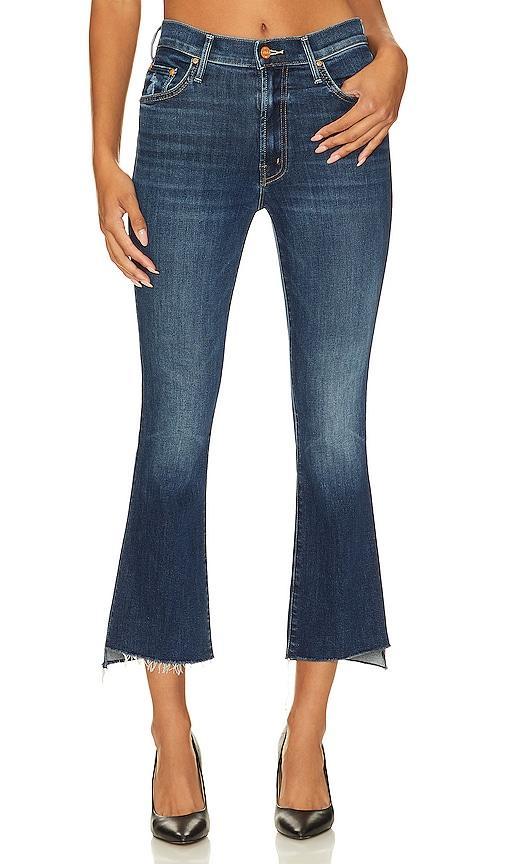 MOTHER The Insider Crop Step Fray in Teaming Up - Blue. Size 24 (also in 25, 26, 27, 29, 30, 34). Product Image