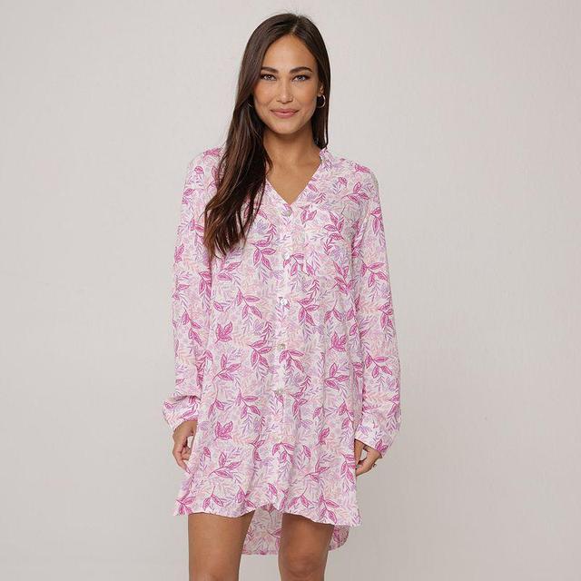 Womens J. Valdi Floral V-Neck Button Down Swim Cover-Up Shirt Product Image