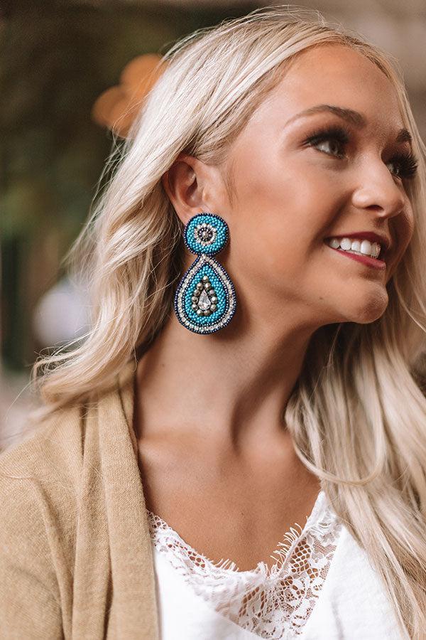 Pinot Party Beaded Earrings in Turquoise Product Image