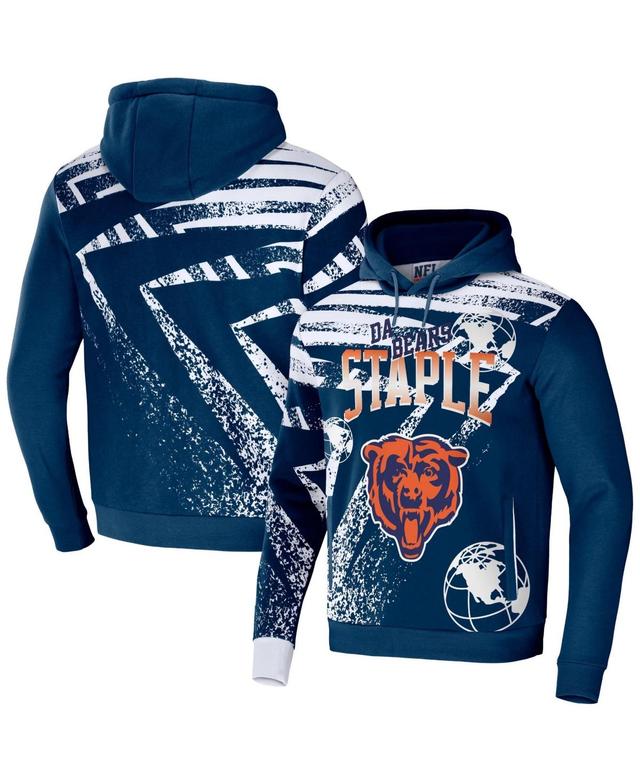 Mens Nfl X Staple Navy Chicago Bears Team Slogan All Over Print Pullover Hoodie Product Image