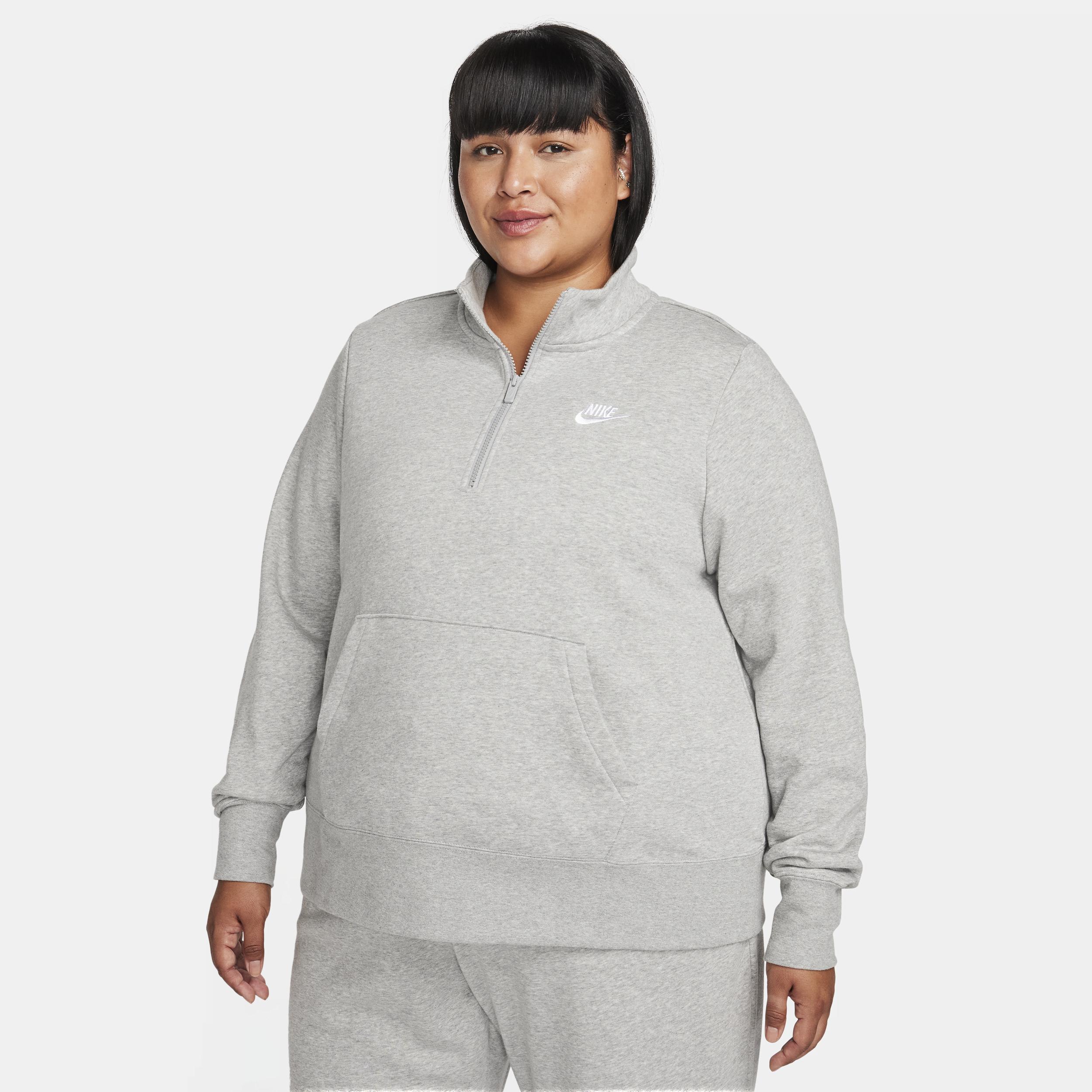 Plus Size Nike Sportswear Club Fleece Half-Zip Pullover, Womens Grey Product Image