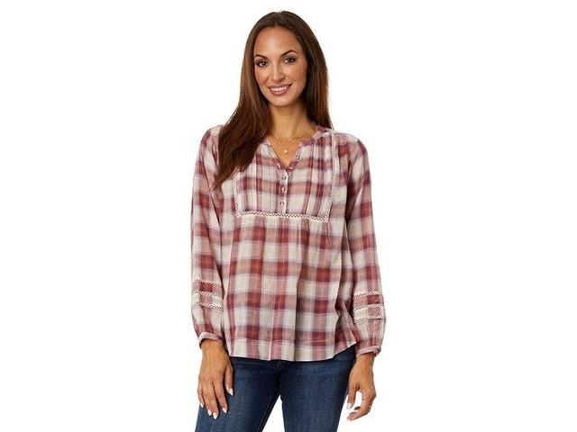 Lucky Brand Plaid Popover Shirt (Dusty Cedar Plaid) Women's Blouse Product Image