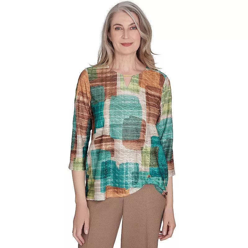 Petite Alfred Dunner Color Blocking Texture Top, Womens Product Image