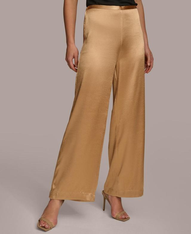 Donna Karan Womens Wide-Leg Satin Pants Product Image