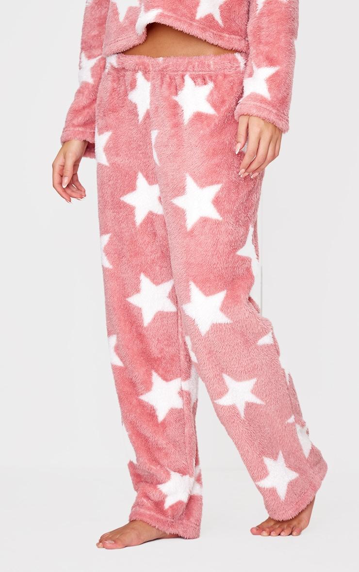 Pink Star Print Fleece Pj Pants Product Image