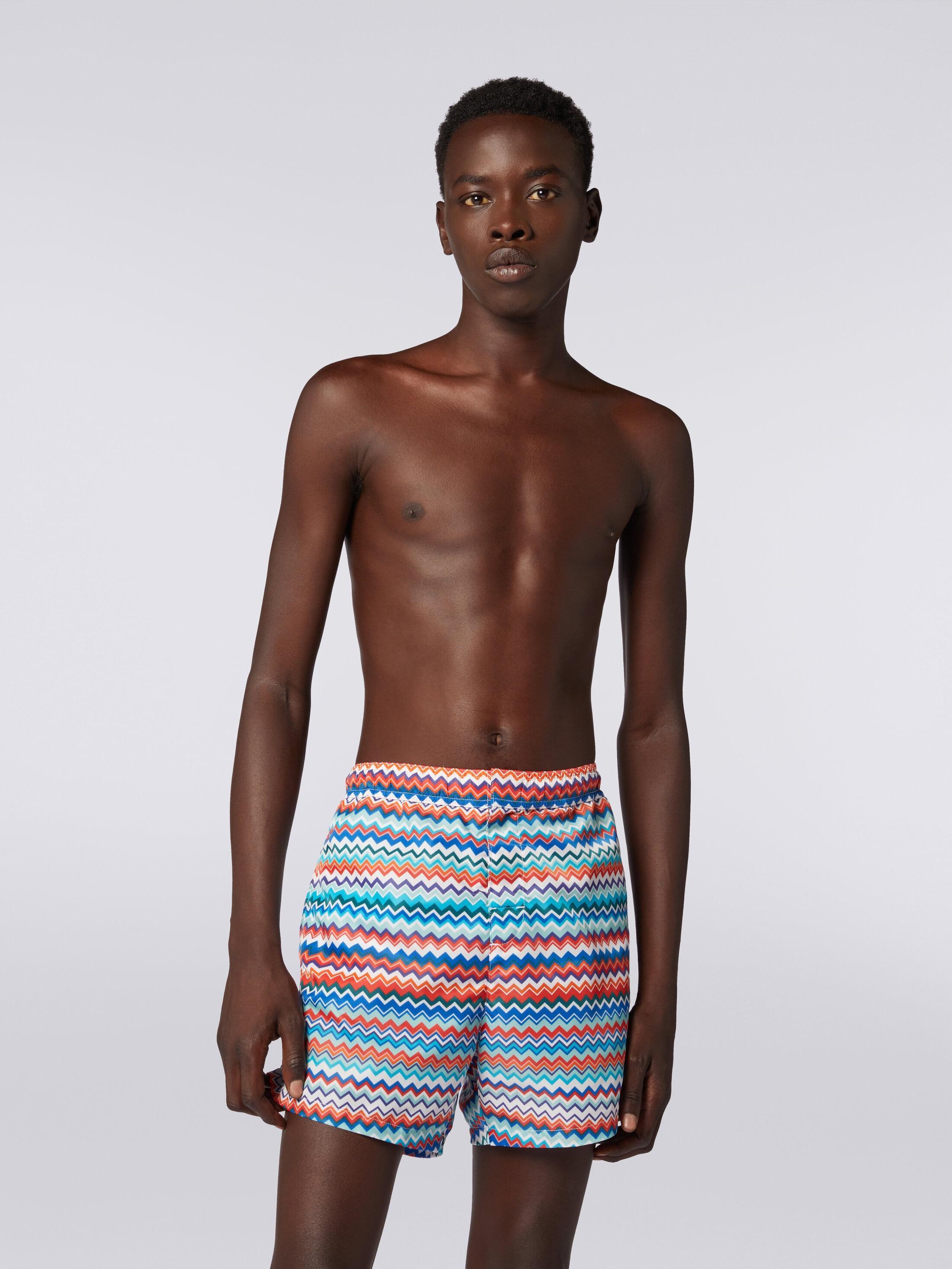 Swimming trunks in zigzag print nylon Product Image