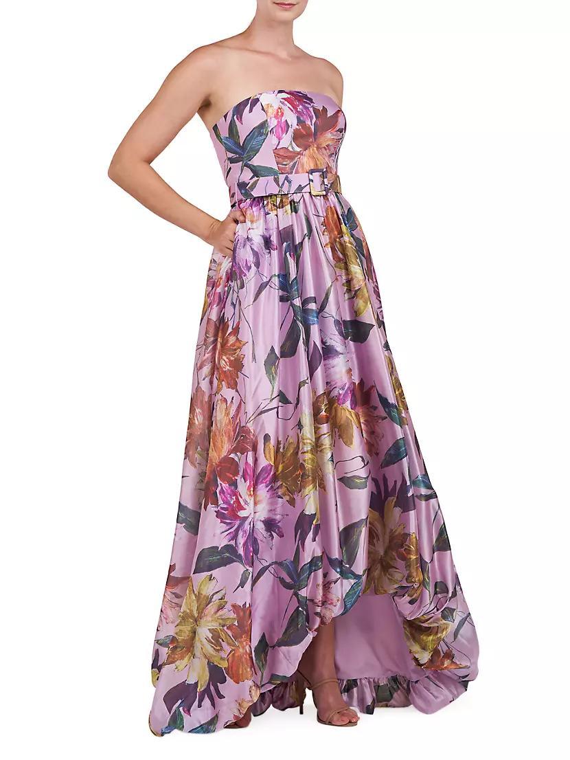 Evangeline Floral Organza Strapless Gown Product Image