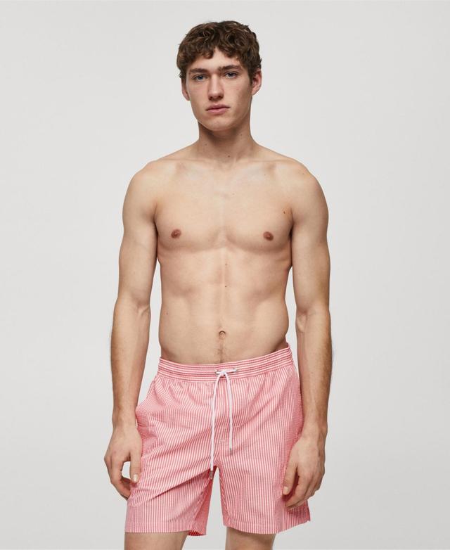 Mango Mens Seersucker Striped Drawstring Swimsuit Product Image