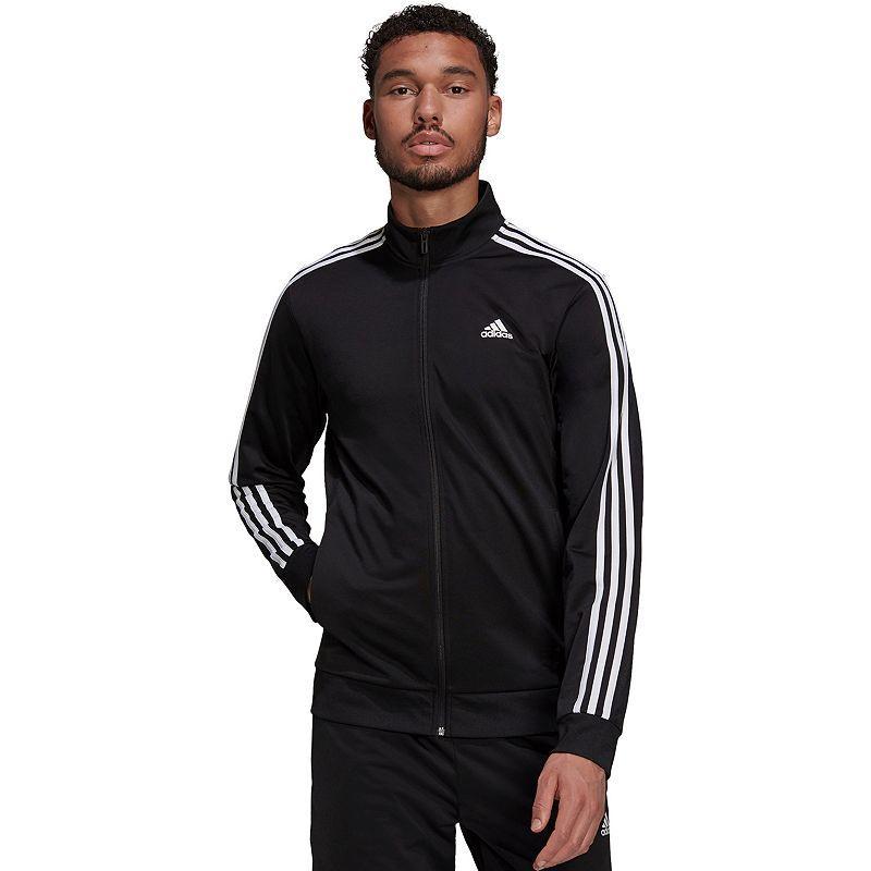 adidas Essentials Warm-Up 3-Stripes Track Jacket Black S Mens Product Image