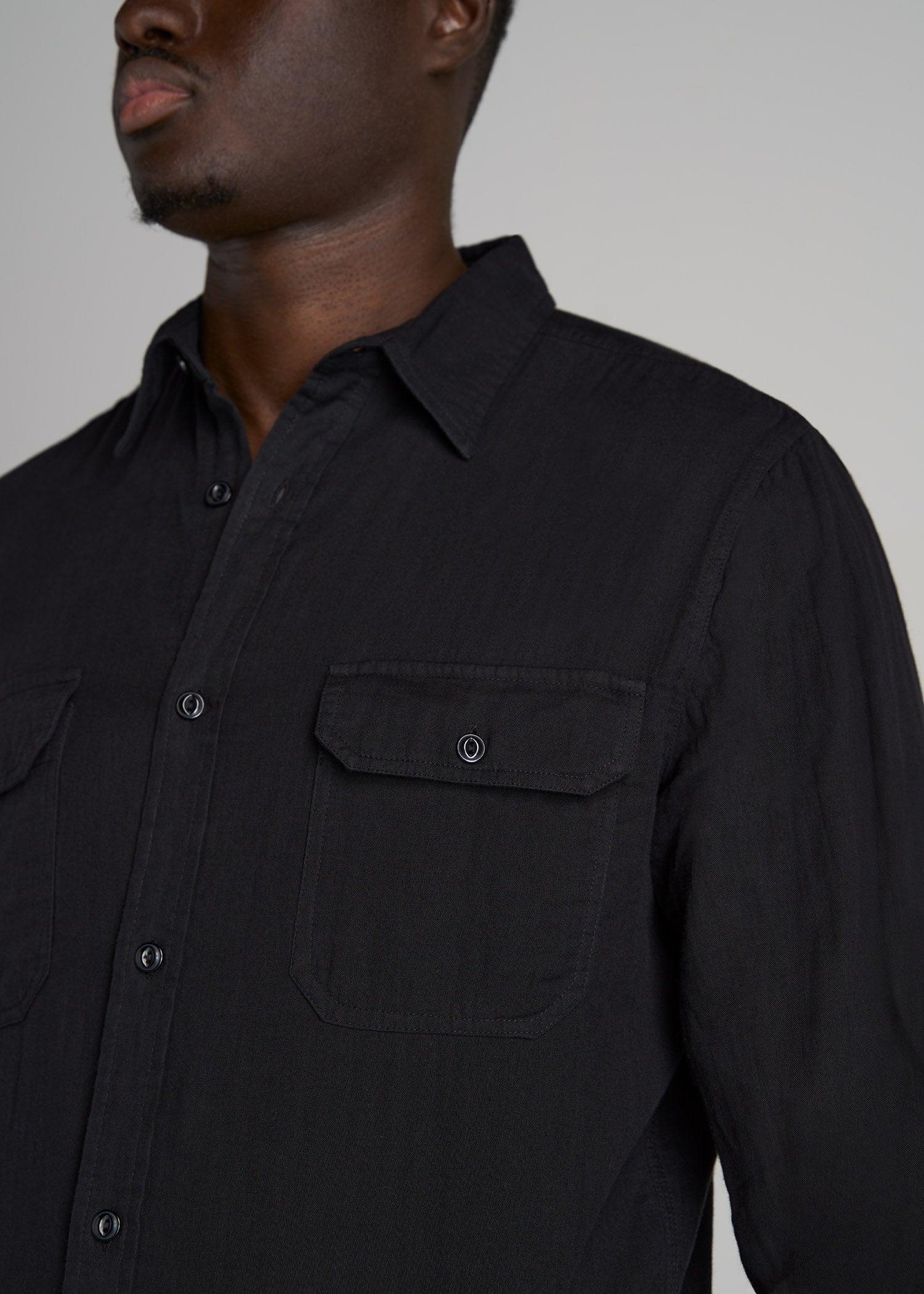 LJ&S Double Weave Shirt for Tall Men in Vintage Black Male Product Image