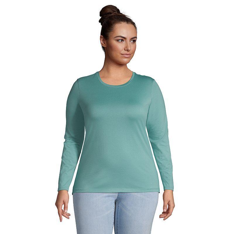 Plus Size Lands End Relaxed Supima Cotton Crewneck Tee, Womens Rich Red Product Image