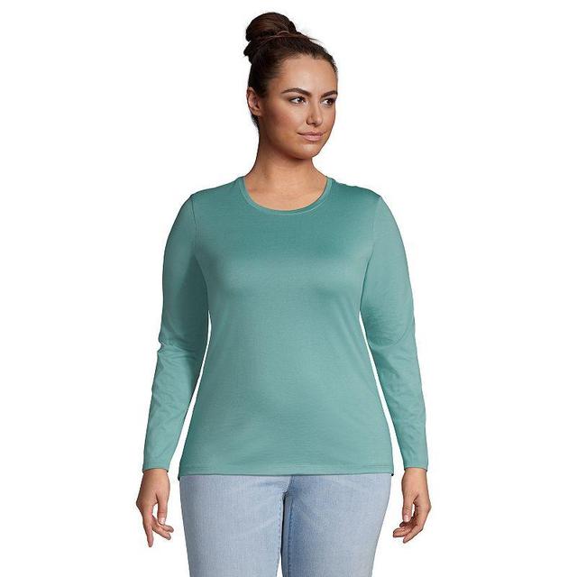 Plus Size Lands End Relaxed Supima Cotton Crewneck Tee, Womens Purple Cloud Product Image