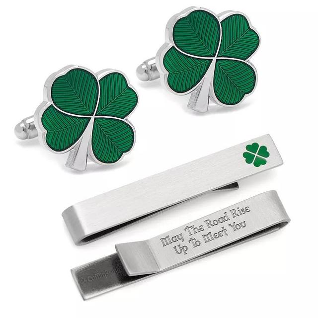 Mens Cuff Links, Inc. Clover Cufflinks and Tie Bar Gift Set Product Image