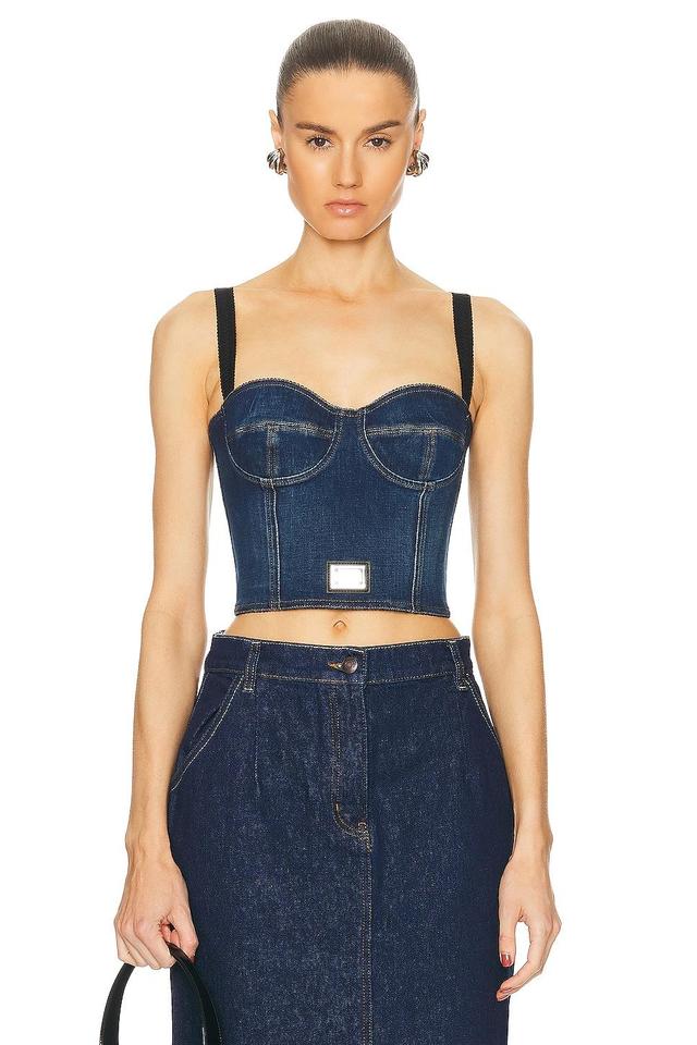 Dolce & Gabbana Shoulder Strap Top in Blue Product Image