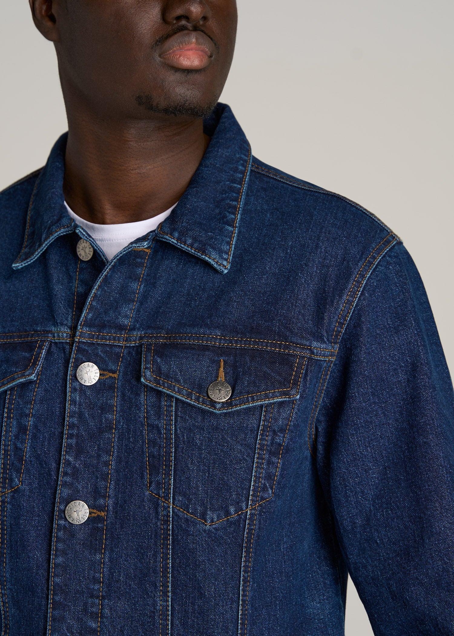 Men's Tall Denim Trucker Jacket in Mid Ocean Blue Product Image