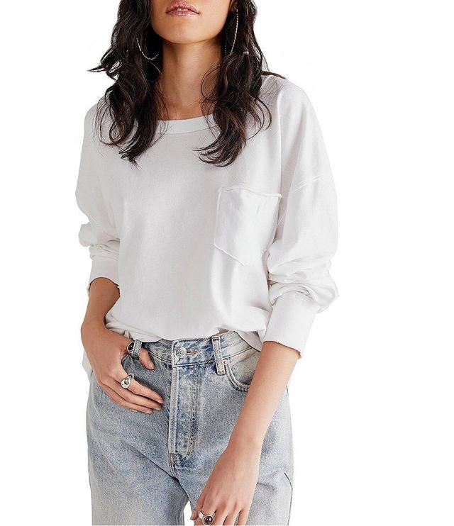 Free People Fade Into You Scoop Neck Long Sleeve Front Pocket Tee Shirt Product Image