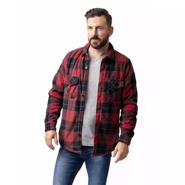 Mens Heat Holders Heatweaver Lined Fleece Shirt Jacket Red Black Product Image