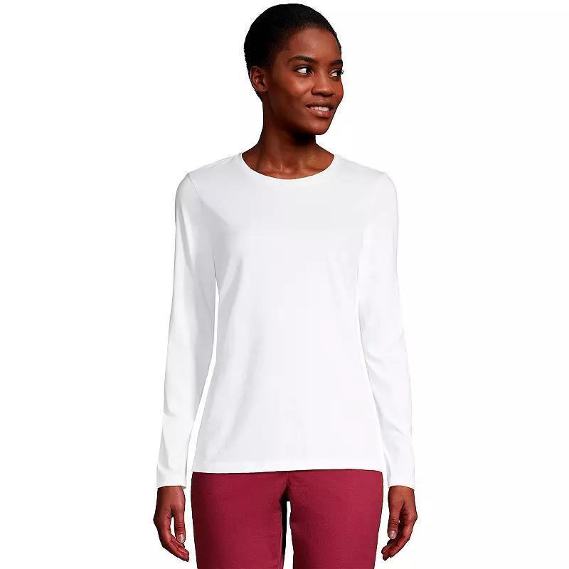 WomensLands End Relaxed-Fit Supima Cotton Crewneck Tee Red Product Image