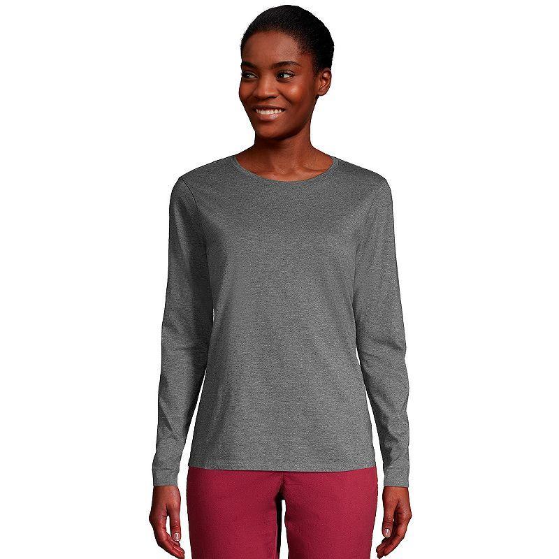 WomensLands End Relaxed-Fit Supima Cotton Crewneck Tee Radiant Blue Product Image