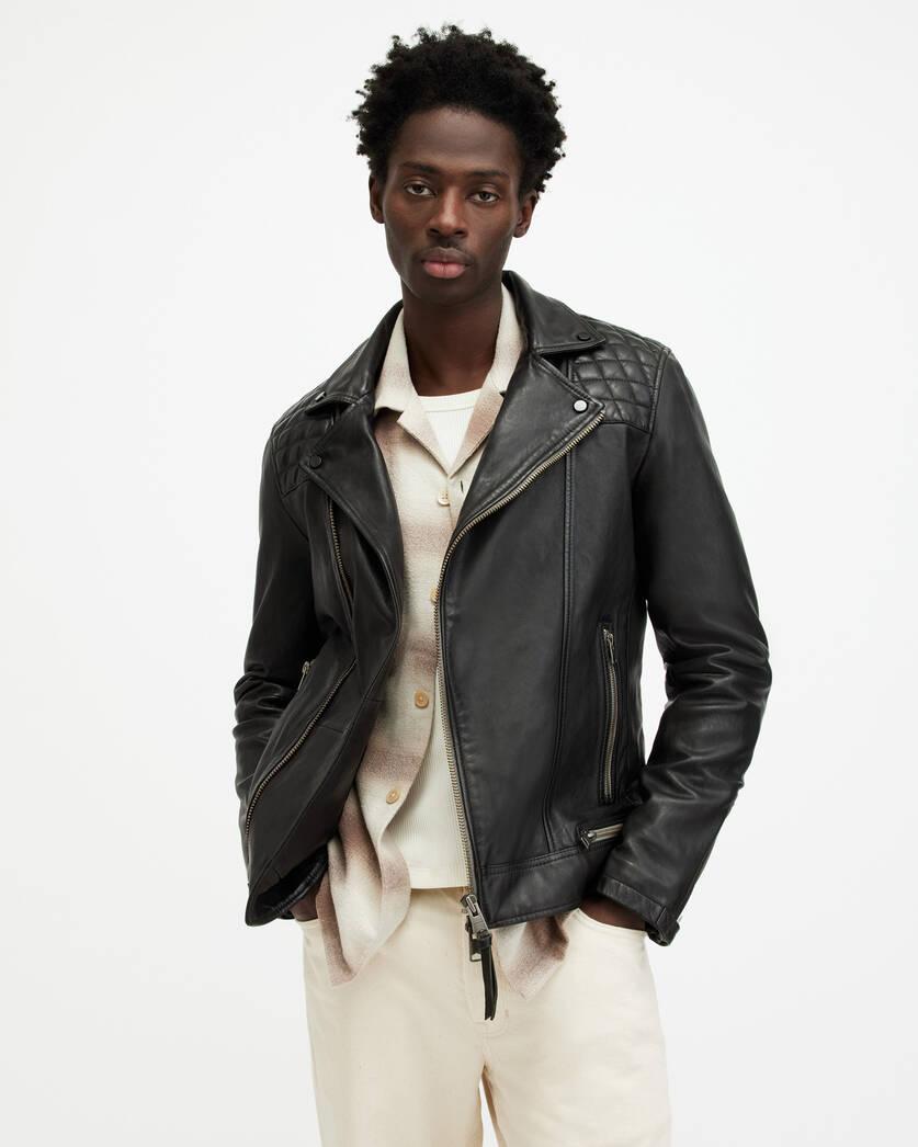 Conroy Textured Leather Biker Jacket Product Image