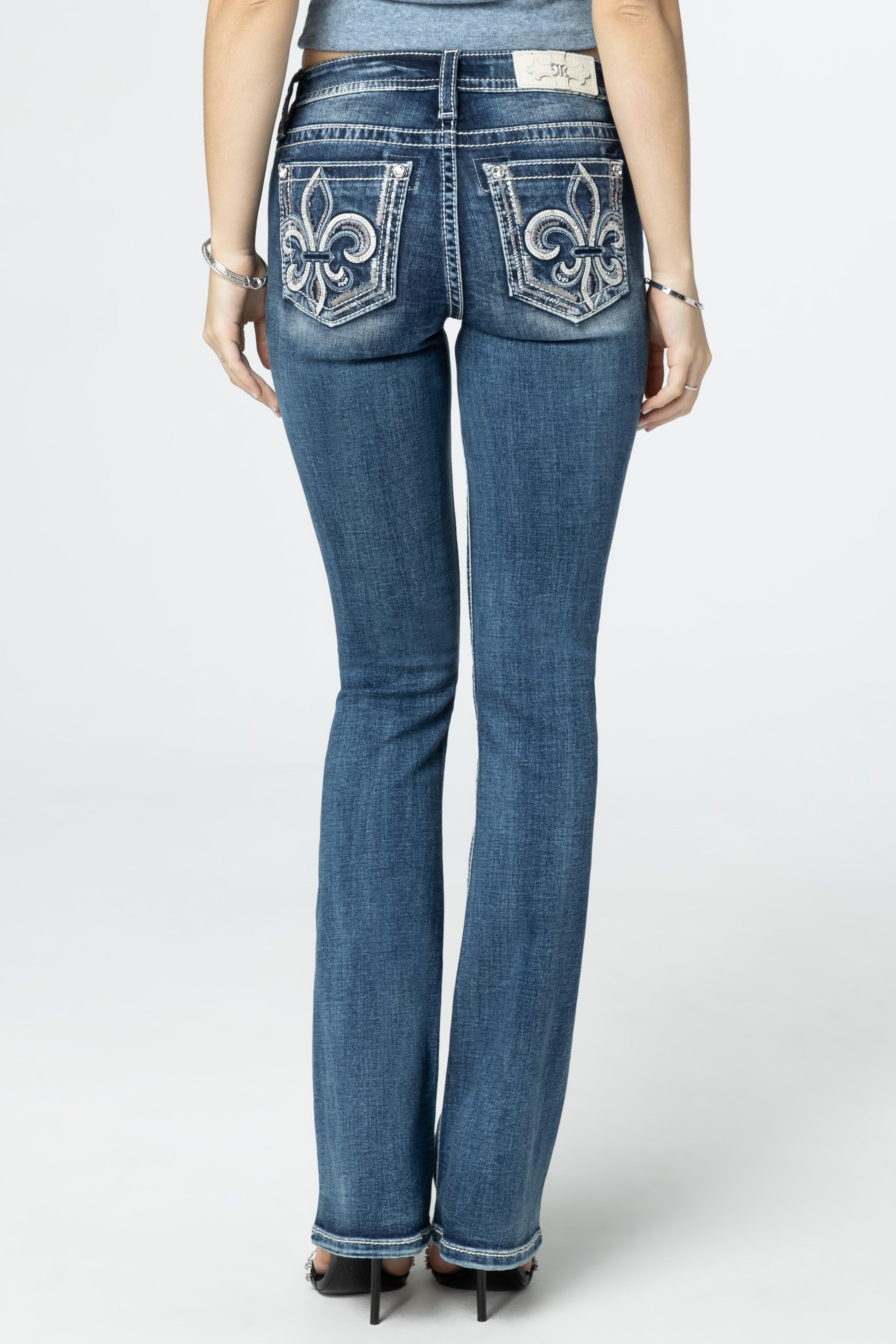 Silver Sequins Fleur-De-Lis Bootcut Jeans Product Image