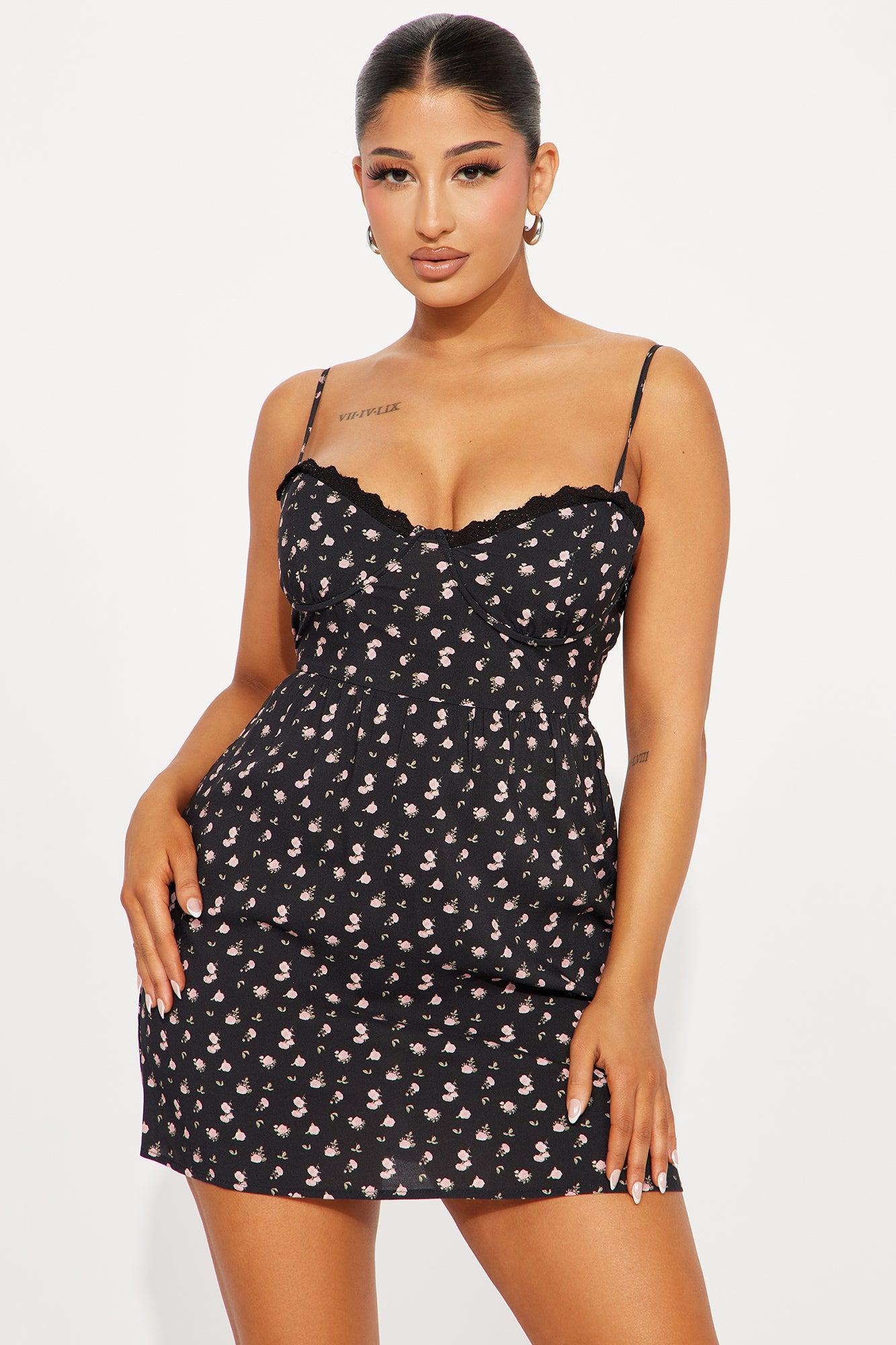 Amy Floral Mini Dress - Black/combo Product Image