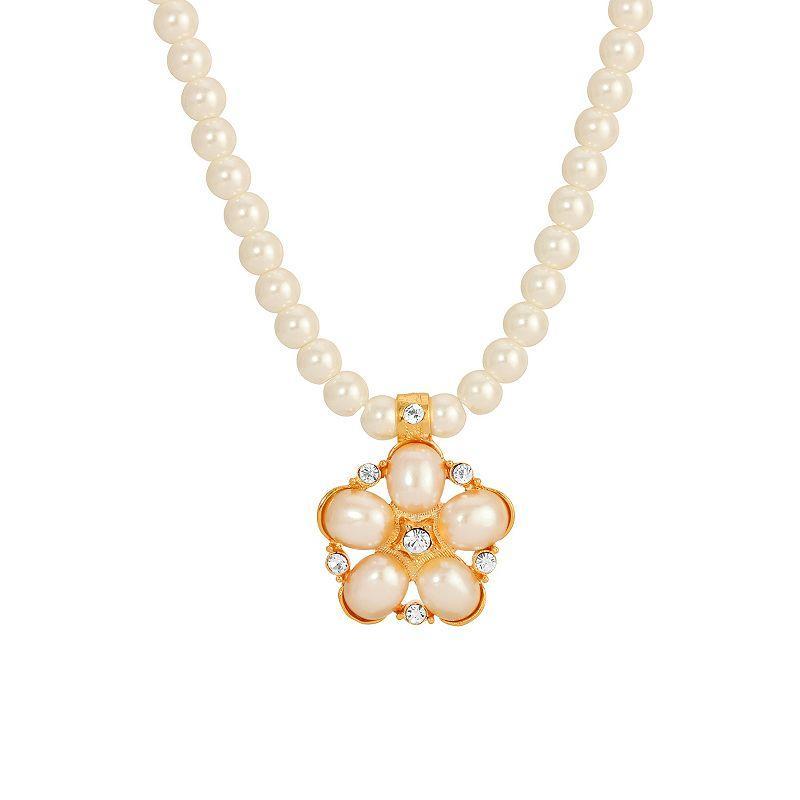 1928 Flower Simulated Pearl Pendant Necklace, Womens, White Product Image