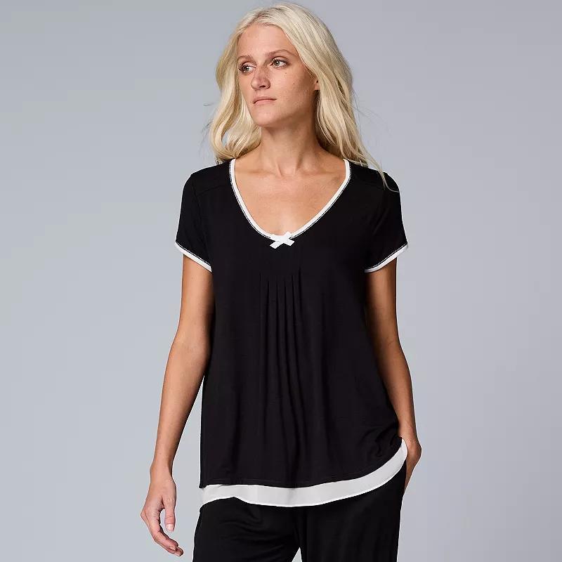 Womens Simply Vera Vera Wang Basic Luxury Pajama Sleep Top Product Image