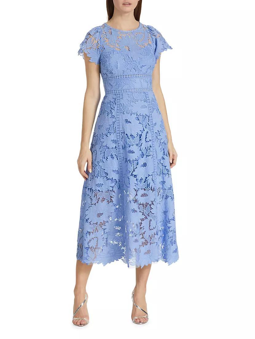 Chiffon Lace Midi-Dress Product Image