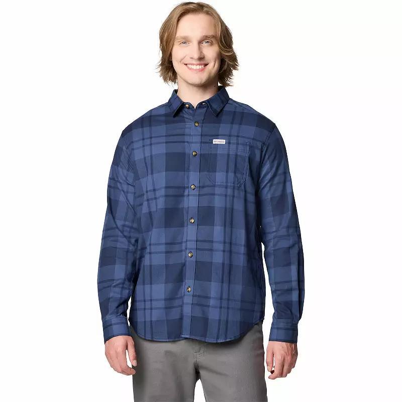 Mens Columbia Vapor Ridge Plaid Woven Button-Down Shirt Blue Plaid Product Image