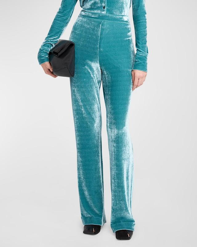 High-Rise Velvet Straight-Leg Pants Product Image