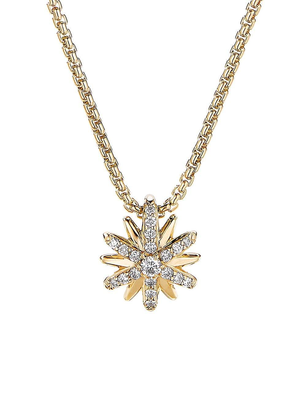 Womens Petite Starburst Station Necklace In 18K Yellow Gold With Diamonds Product Image