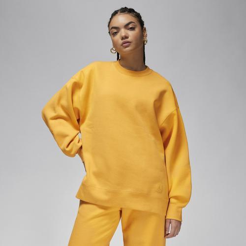 Jordan Womens Jordan Flight Fleece Crew - Womens Yellow Ochre/Heather Product Image