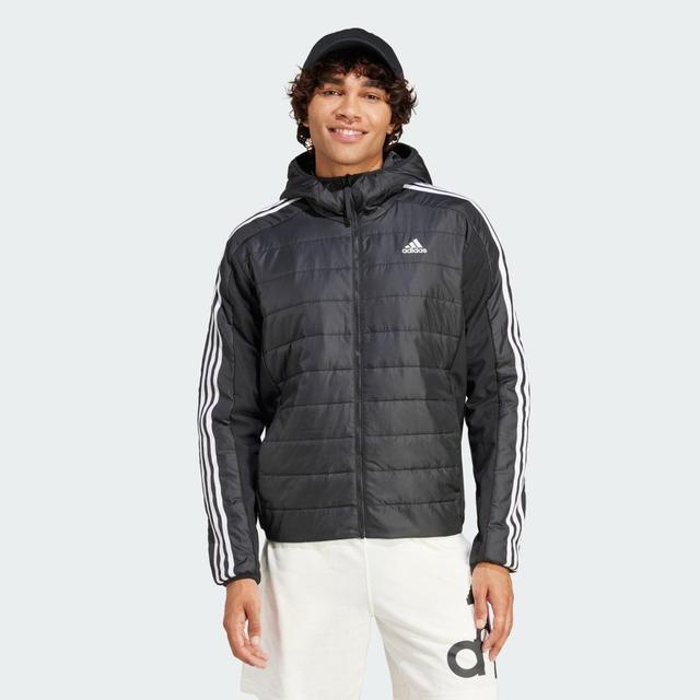 adidas Essentials 3-Stripes Insulated Hooded Hybrid Jacket Black S Mens Product Image