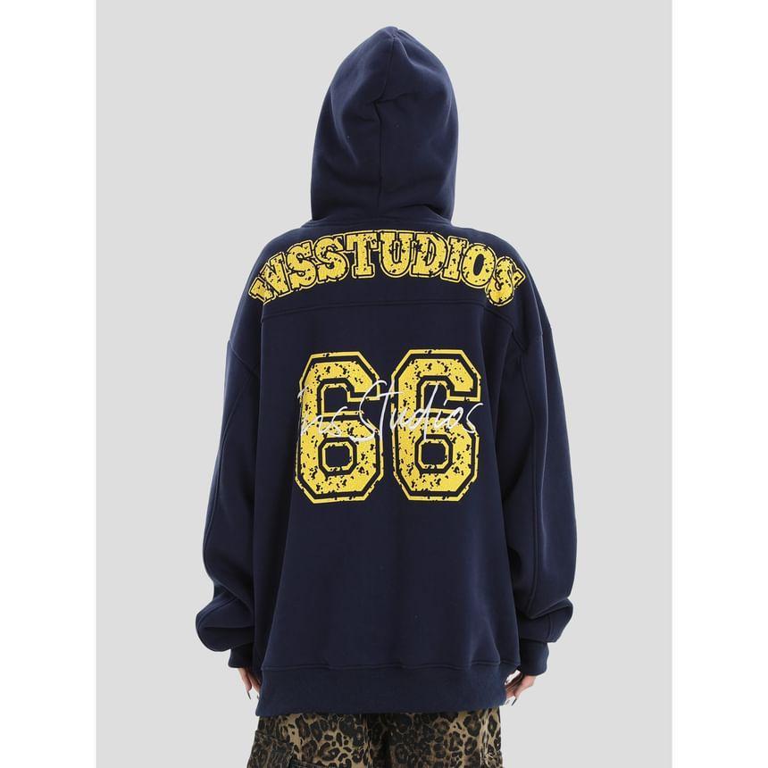 Couple Matching Lettering Zip-Up Hoodie Product Image