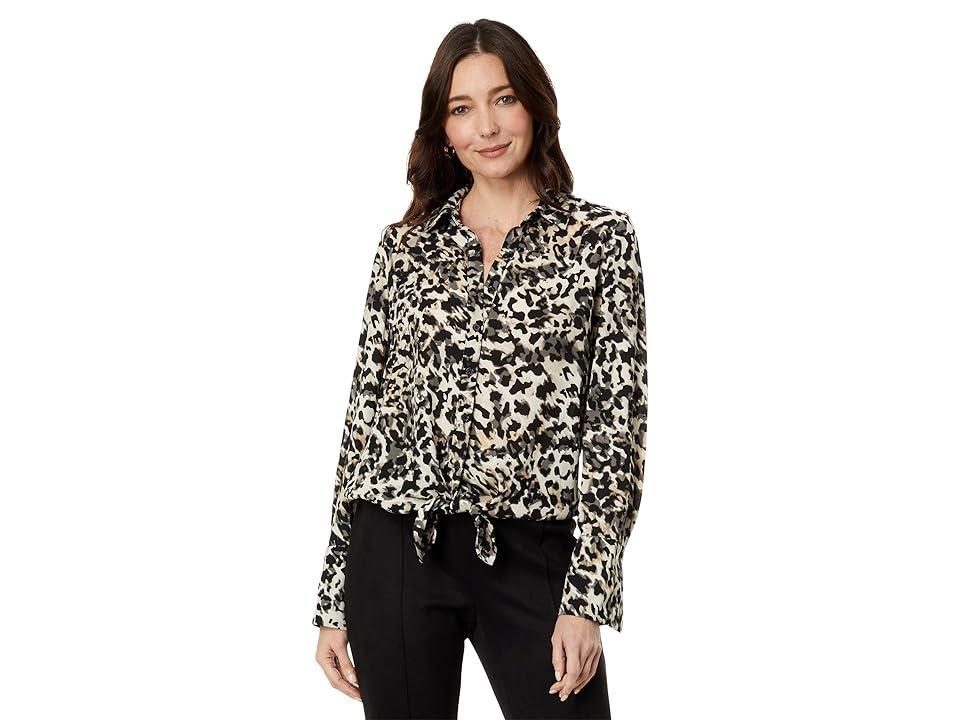 Vince Camuto Tie Front Collared Blouse (Natural ) Women's Clothing Product Image